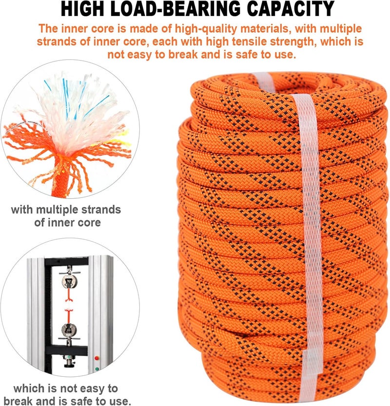 Meyoppm Braided Polyester Arborist Rigging Rope (3/8 inch x 150 feet), High Strength Arborist Rigging Rope for Outdoor Rock Climbing, Mountain Climbing, Hiking, etc - Image 3